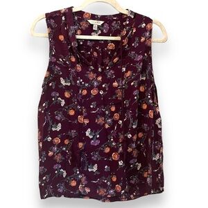 Lucky brand sleeveless purple floral lightweight blouse | Size Medium
